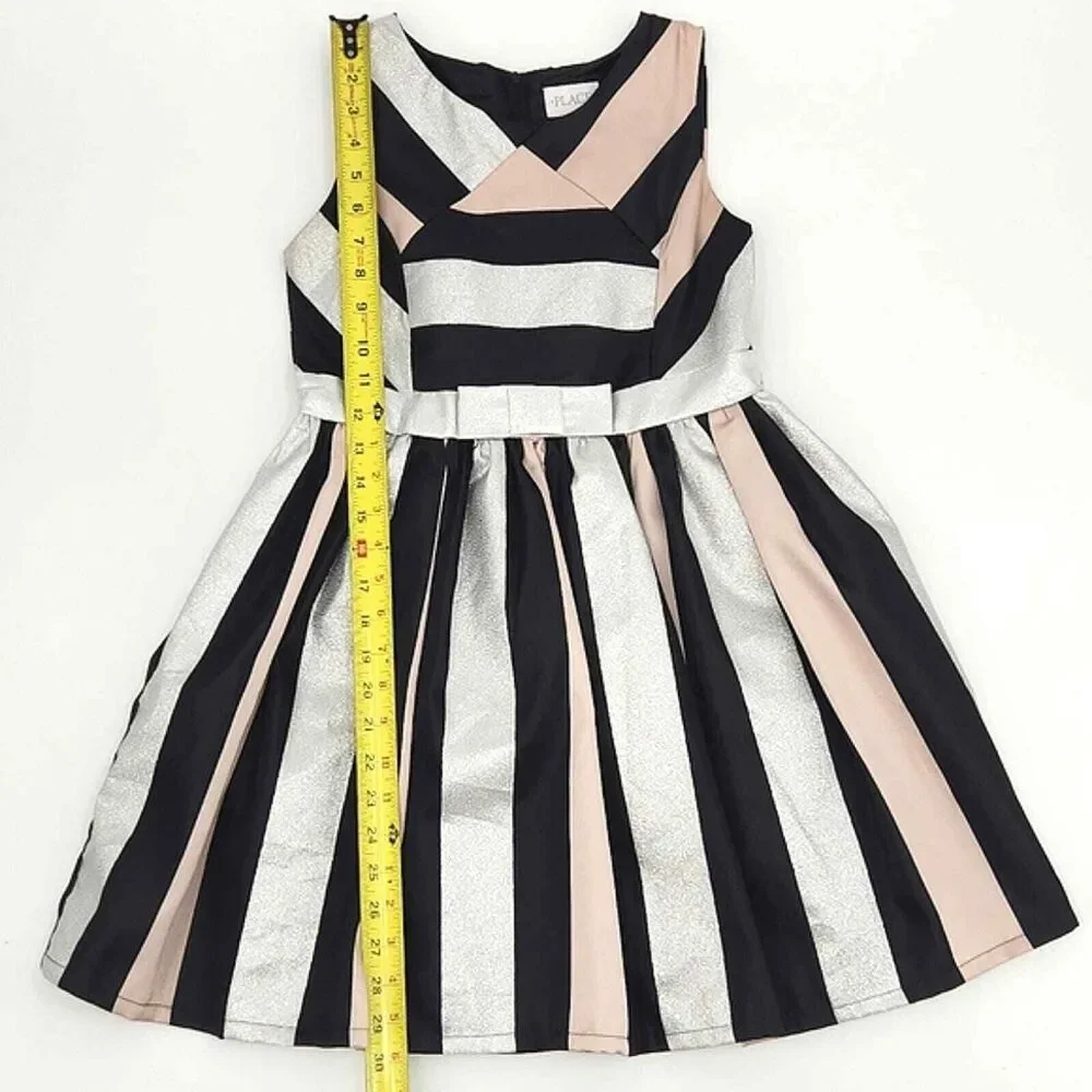 The Childrens Place Sleeveless Metallic Colorblock Jacquard Dress Black Girls 12